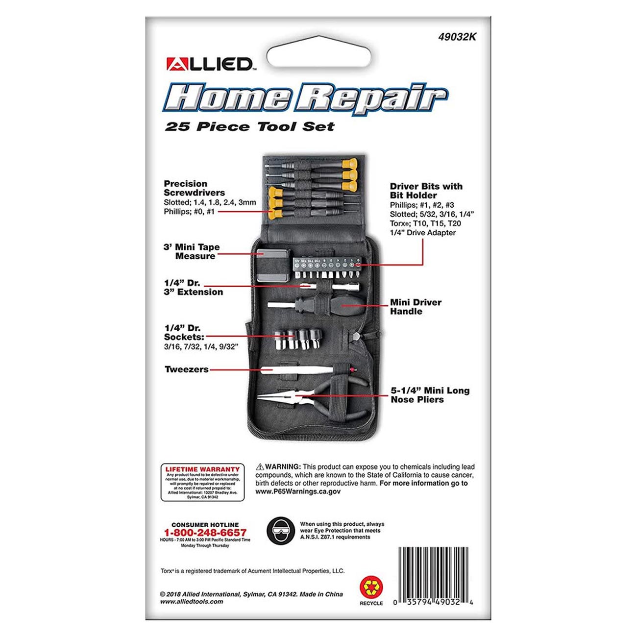Allied "Home Repair" Mini SAE Tool Set with Zipper Pouch