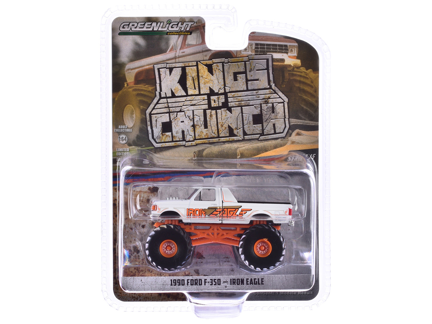 GreenLight 1990 Ford F-350 Monster Truck White "Iron Eagle" "Kings of Crunch" Series 15 1/64 Diecast Model Car by <h2>1990 Greenlight</h2> <p>High-quality perfect for collectors and enthusiasts. Featu