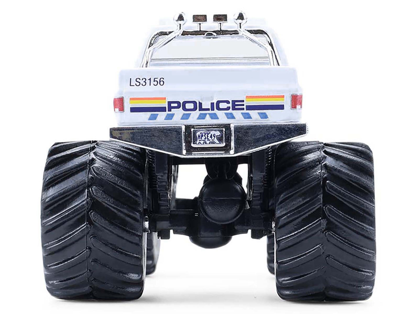 1986 Chevrolet Silverado Monster Truck "Royal Canadian Mounted Police" White with Stripes "Kings of Crunch - Hot Pursuit" Special Edition 1/64 Diecast Model Car by Greenlight