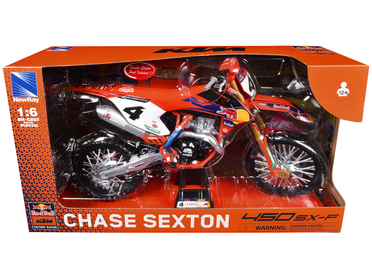 KTM 450 SX-F #4 Chase Sexton "Red Bull KTM Factory Racing" Supercross 1/6 Diecast Model by New Ray
