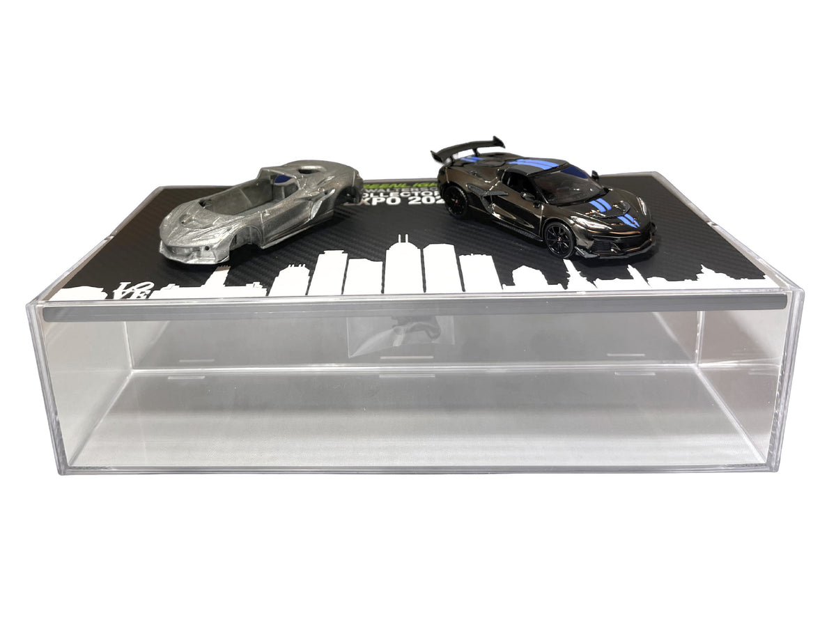 2025 Chevrolet Corvette C8 ZR1 Black with Blue Stripes with Raw Casting Dual Pack "2025 Greenlight Waltersons Collector's Expo Exclusive" 1/64 Diecast Model Car by Greenlight