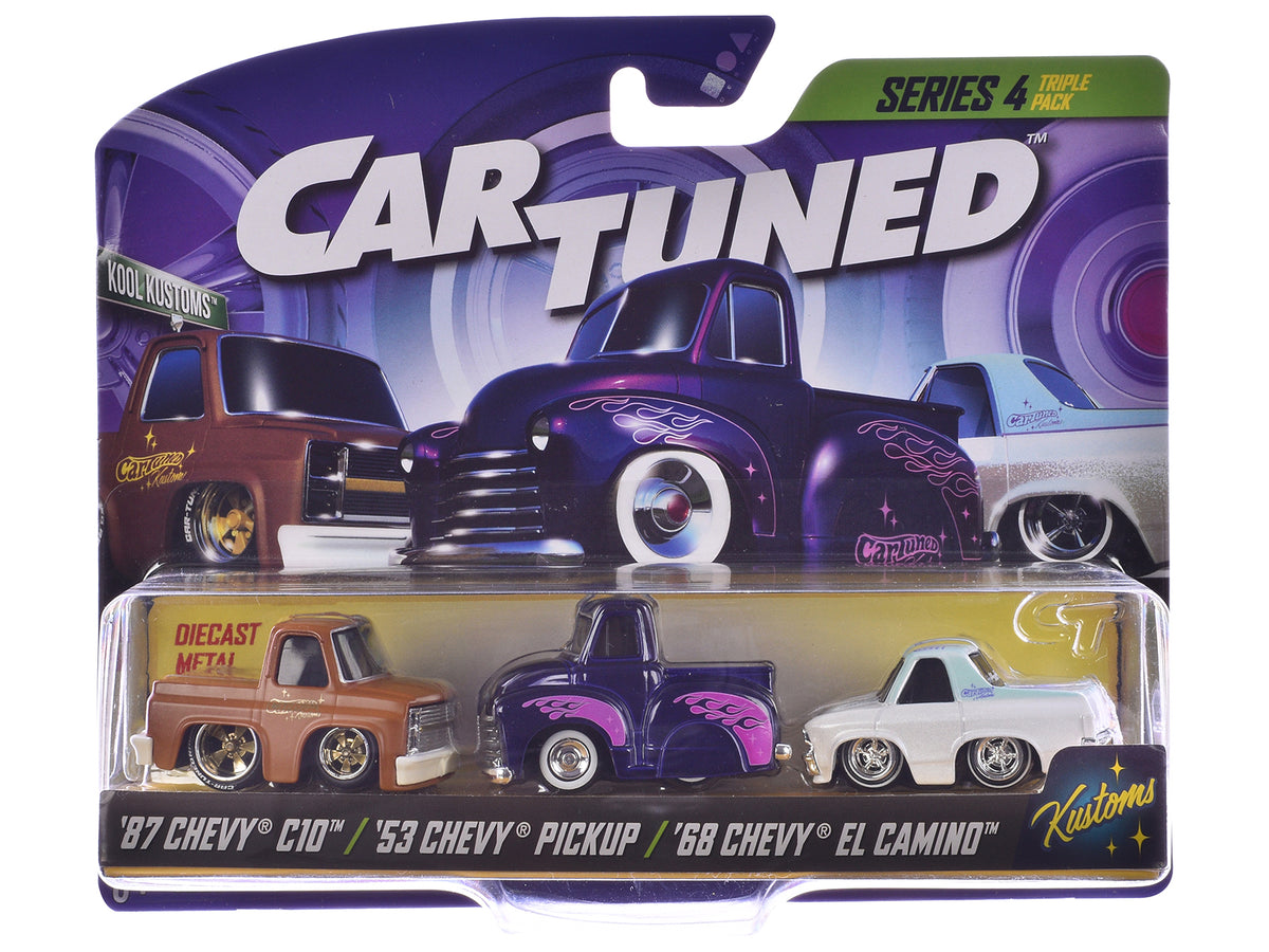 "Kustoms" Series 4 Chevrolet Triple Pack Set of 3 Cars Diecast Cars by CarTuned