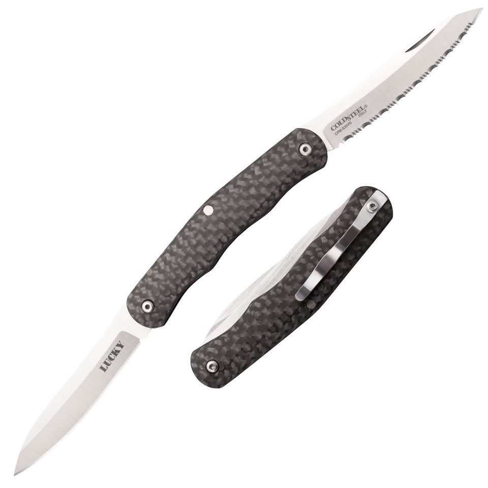 Cold Steel "Lucky" Dual-Blade Folding Pocket Knife Plain/Serrated Blade