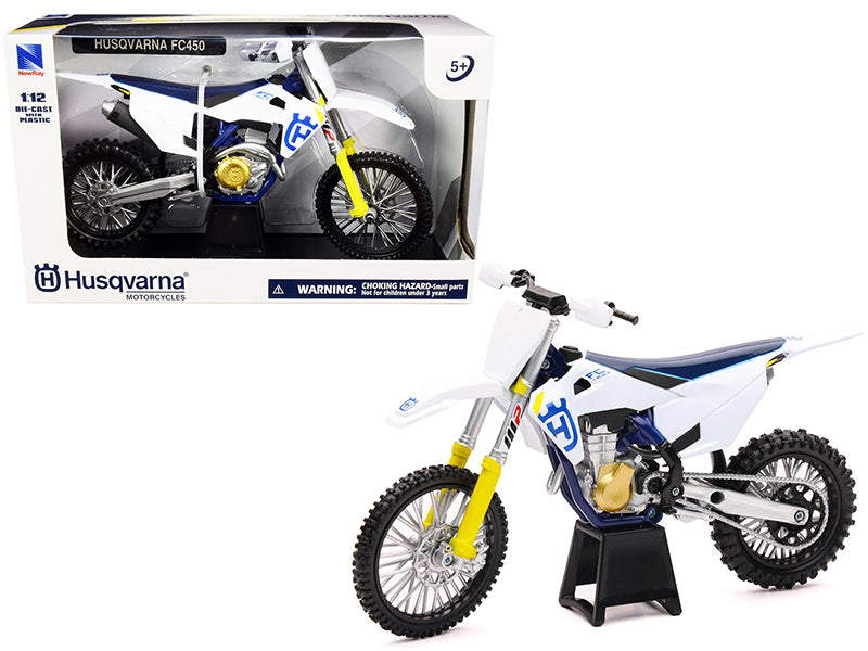 Husqvarna FC450 White and Blue 1/12 Diecast Motorcycle Model - New Ray
