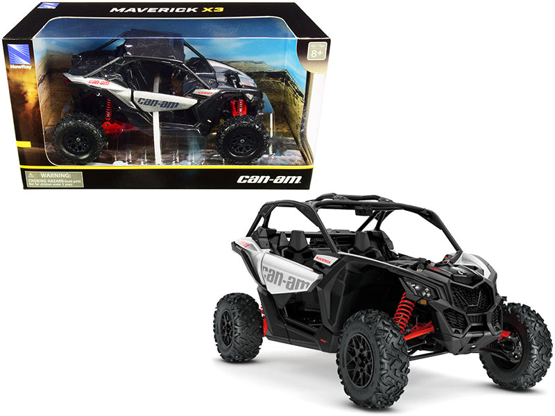 CAN-AM Maverick X3 ATV Hyper Silver and Red 1/18 Diecast Model - New Ray