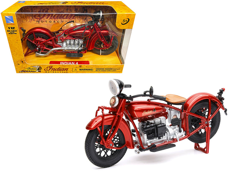 1930 Indian 4 Red 1/12 Diecast Motorcycle Model - New Ray
