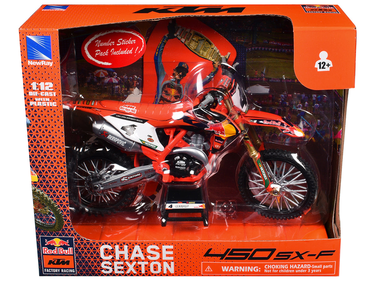 KTM 450 SX-F Motorcycle #4 Chase Sexton 1/12 Diecast Model Car - New Ray