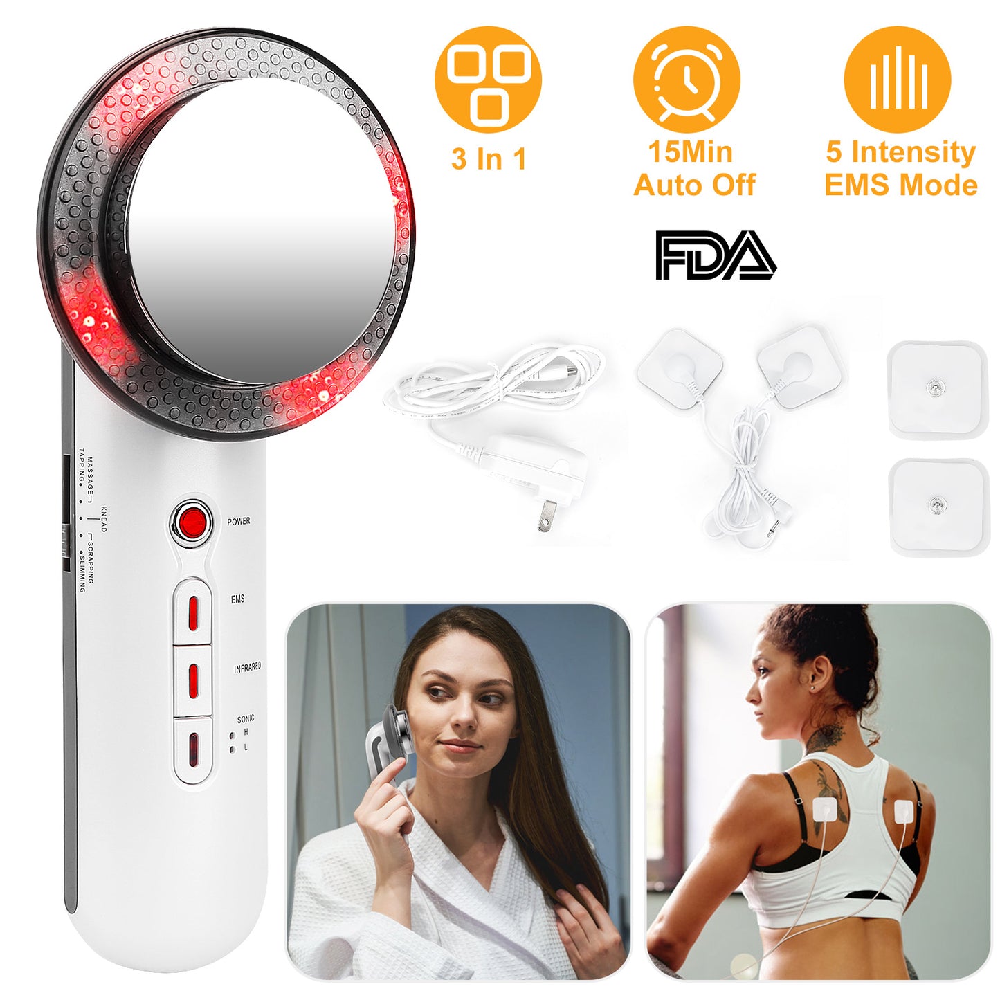 Ultrasonic Body Shaping Machine 3 In 1 Multifunctional Ems Infrared Massager Fa