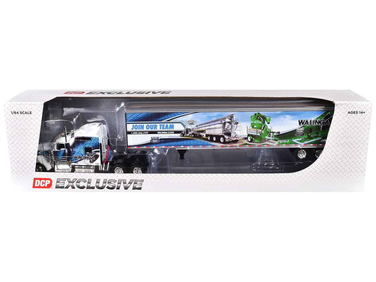 Kenworth W900L with 86Walinga" White with Blue Graphics 1/64 Diecast