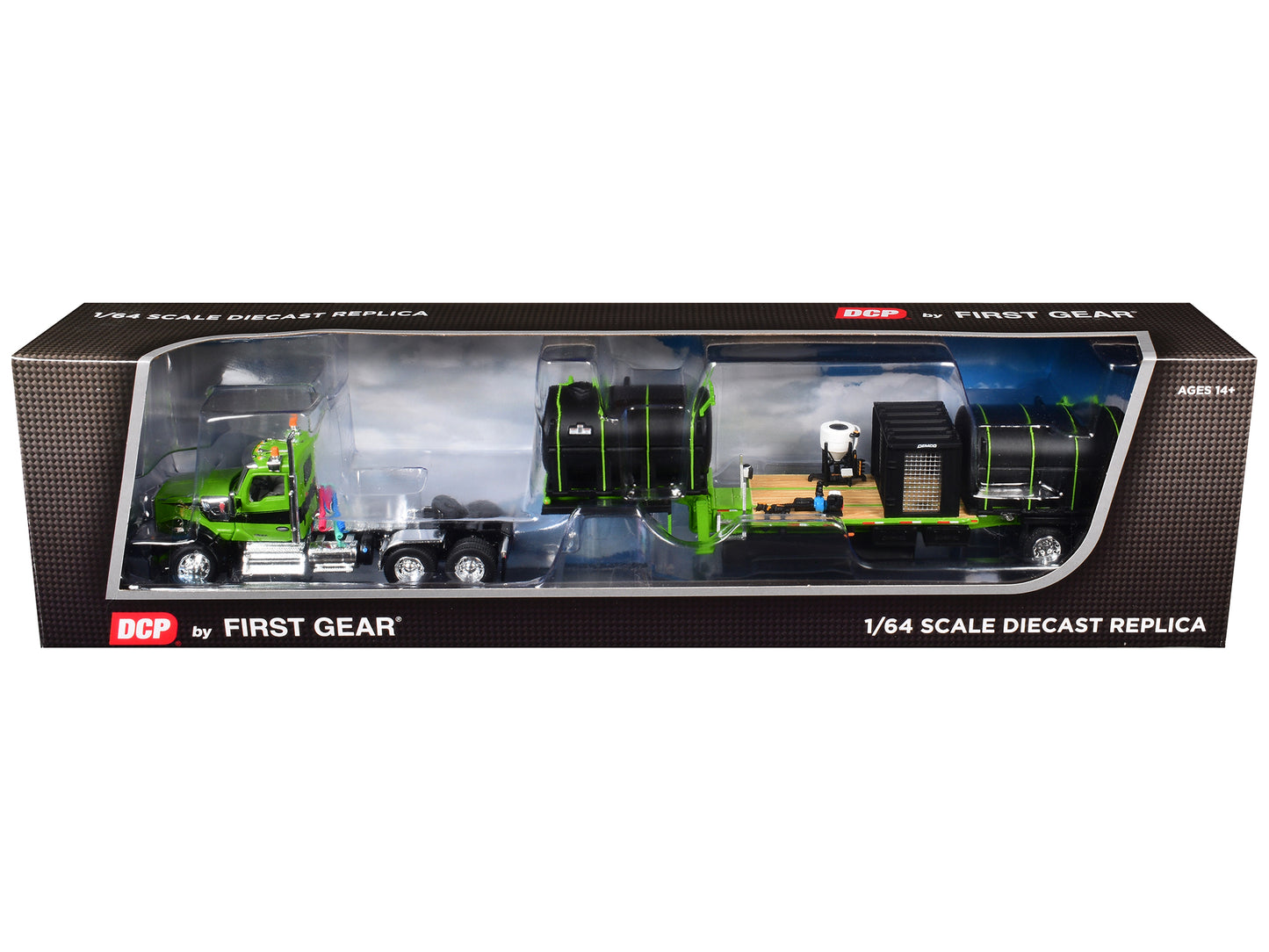 Kenworth W900 Day Cab with Demco 42' Liquid Fertilizer Tender Trailer Green and Black 1/64 Diecast Model by DCP/First Gear