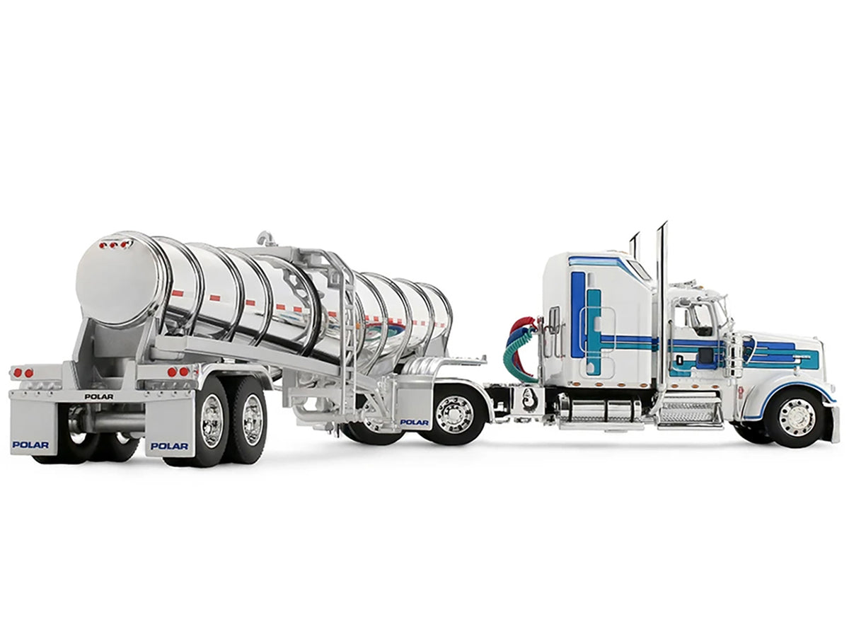 Kenworth W900L 60 Aerodyne Sleeper Polar Deep Drop Trailer Stripes 1/64 Diecast