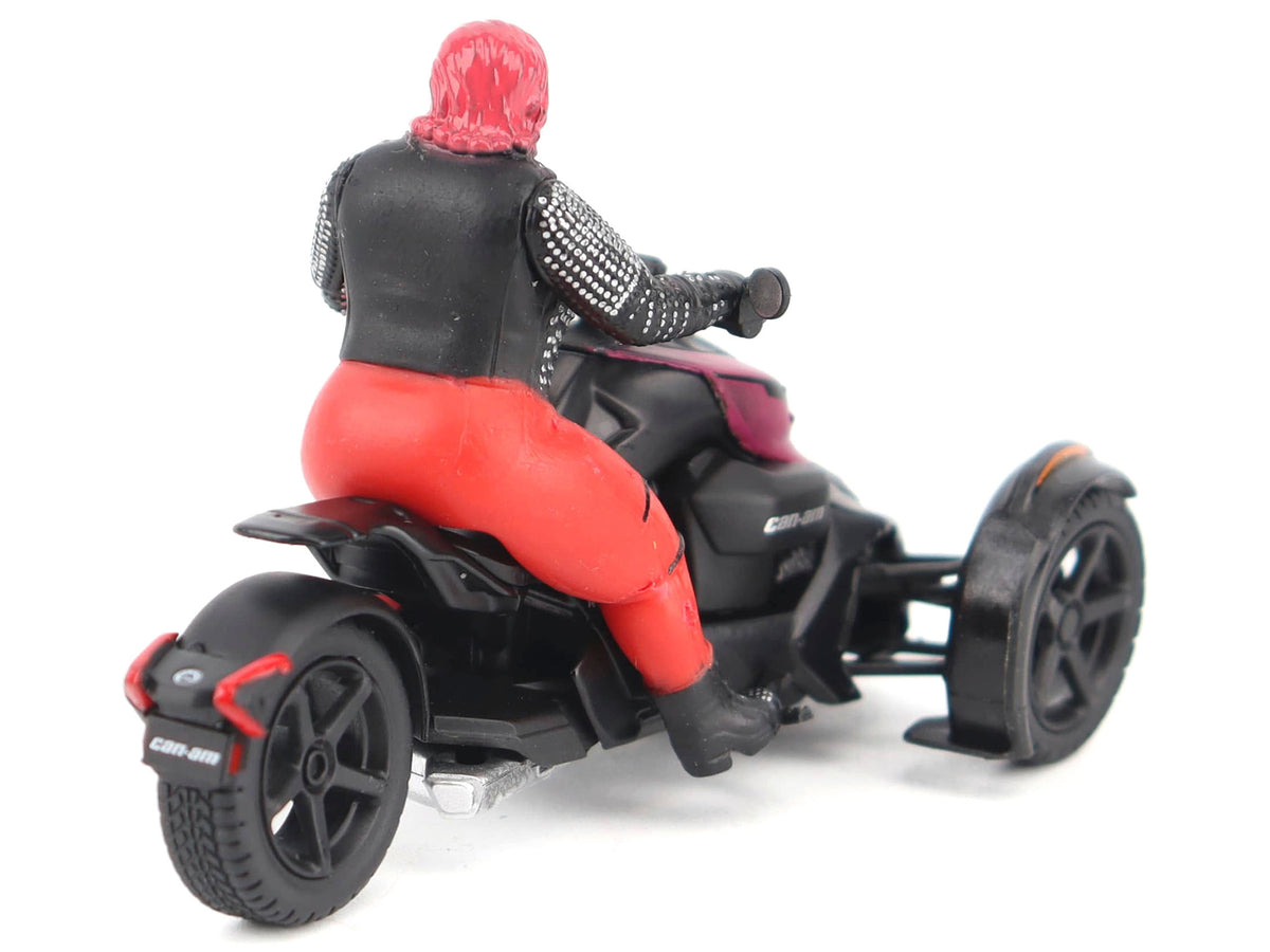 Can-Am Ryker 3-Wheel Motorcycle Pink Punk & Black Driver Figure 1/32 Diecast