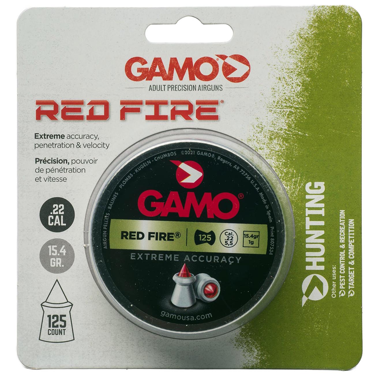 Gamo .22cal “Red Fire†Pellets - 15.4 Grain (125 Count)