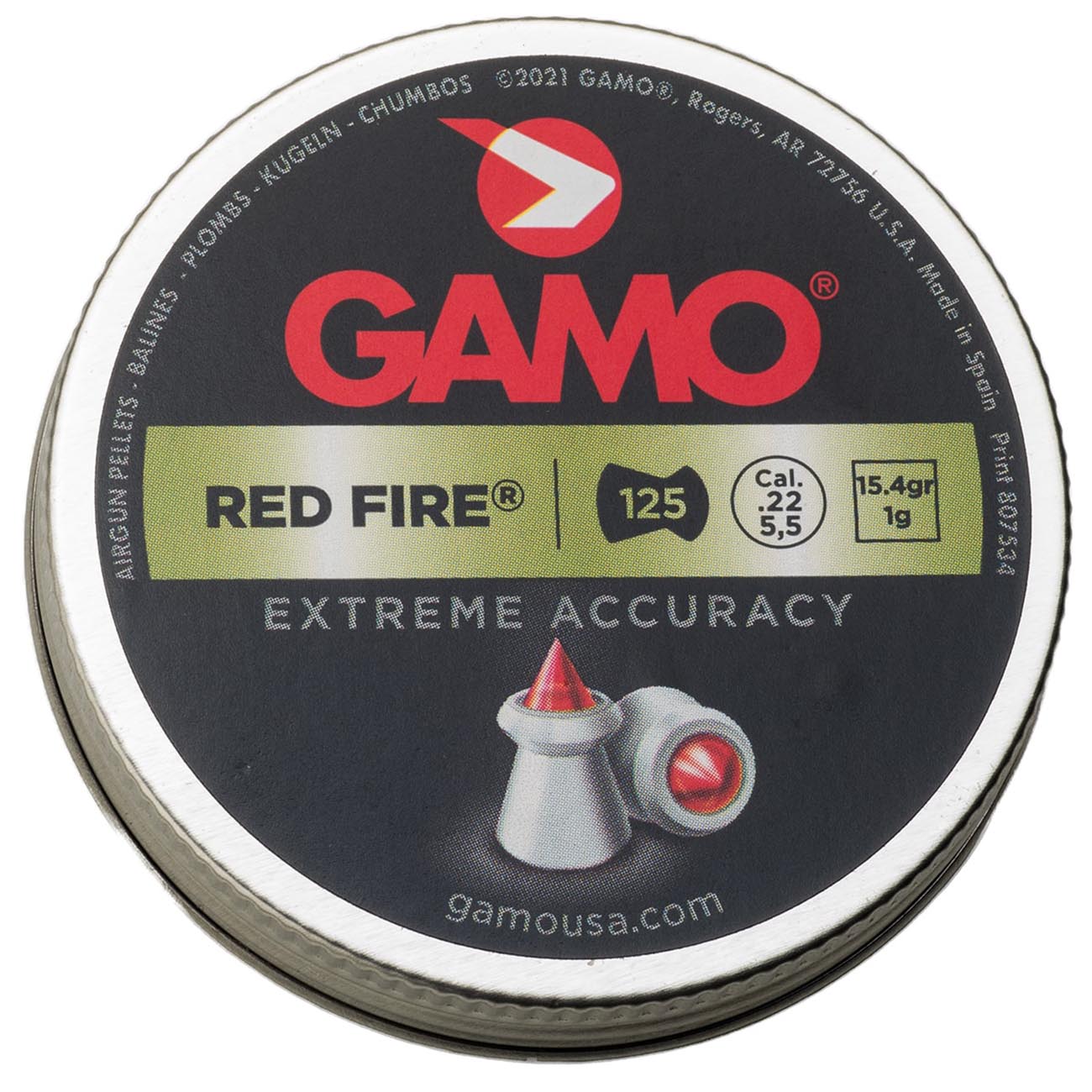 Gamo .22cal “Red Fire†Pellets - 15.4 Grain (125 Count)