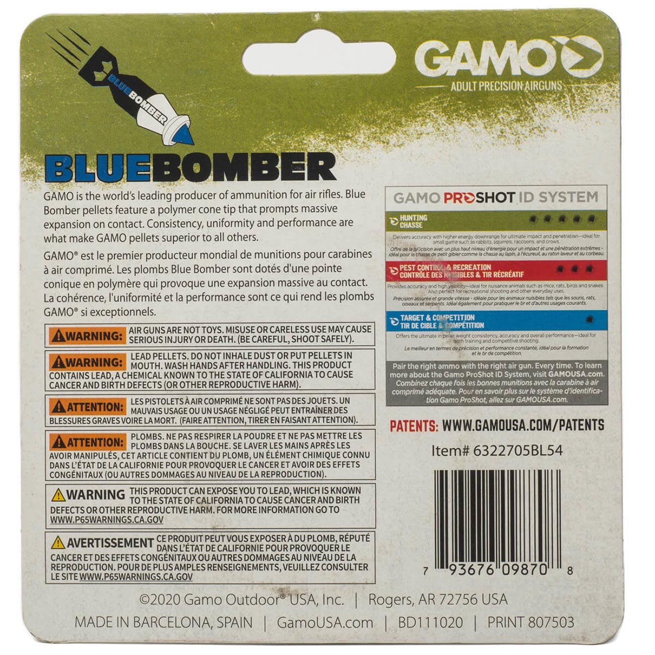 Gamo BLUE BOMBER .22 CAL 250 CT