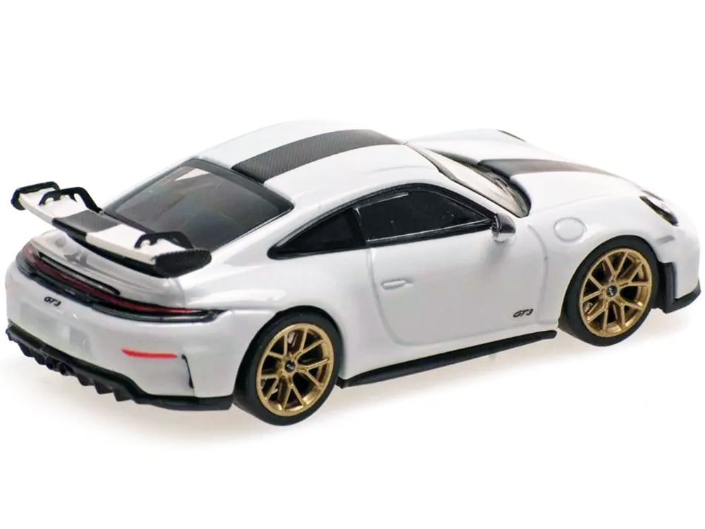 2025 Porsche 911 GT3 Weissach Package White with Carbon Stripe 1/64 Diecast