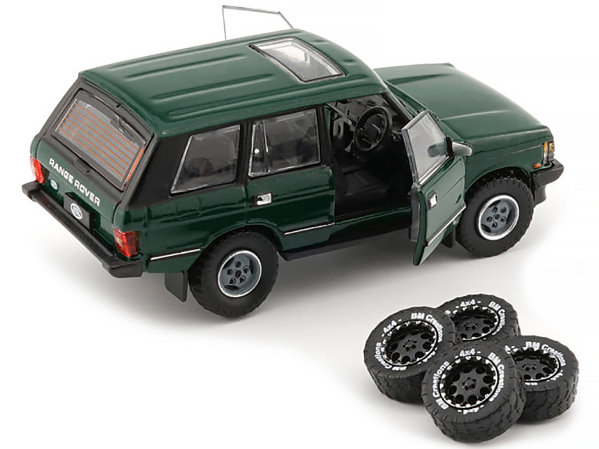 Land Rover Range Rover Classic LSE RHD Green Sunroof Extra Wheels 1/64 Diecast