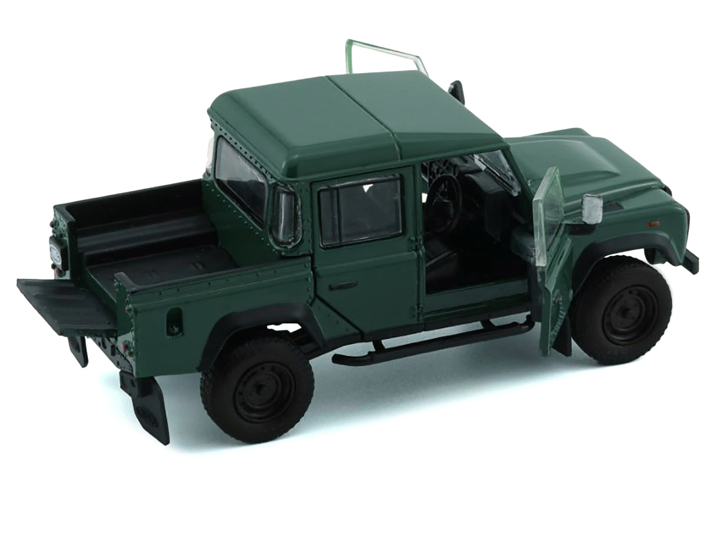 Land Rover Defender 110 Pickup Truck Green with Extra Wheels 1/64 Diecast