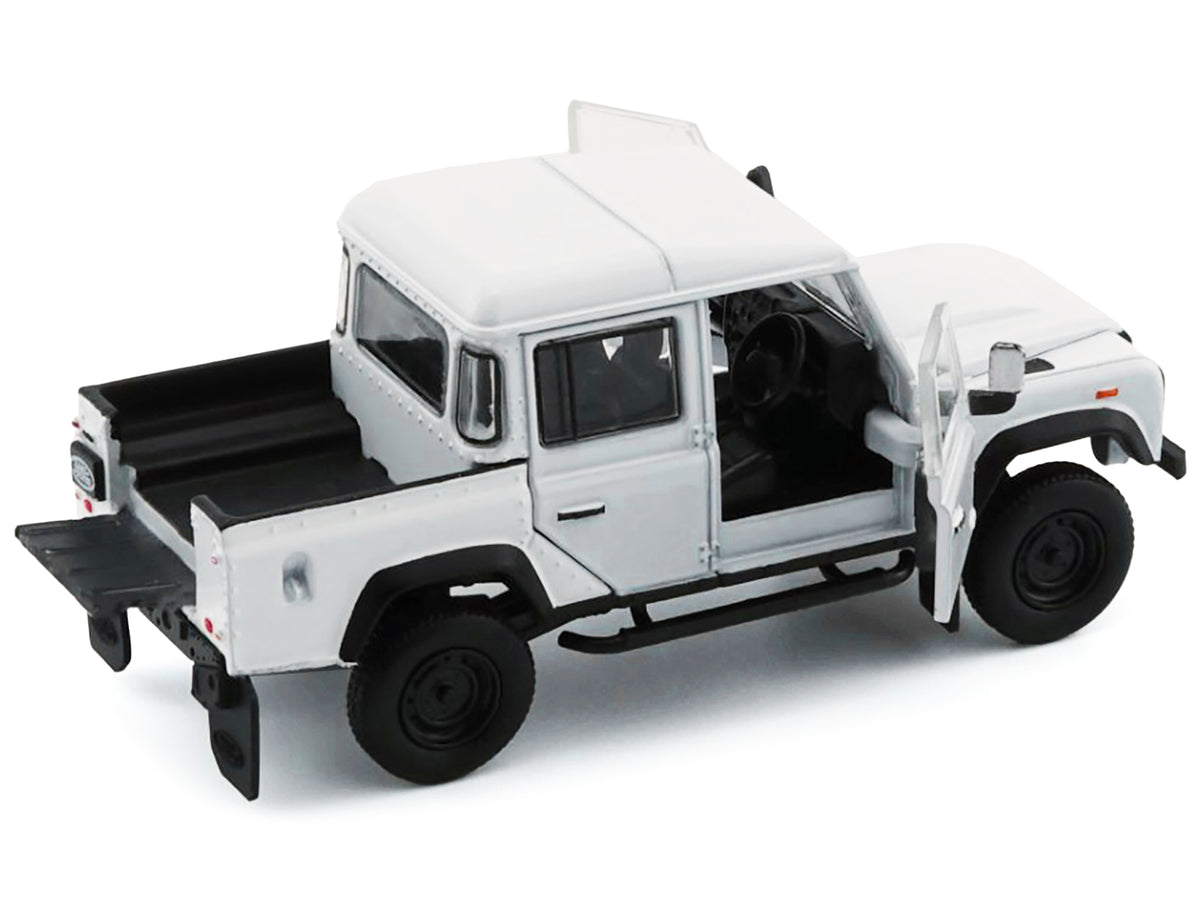 Land Rover Defender 110 Pickup Truck White with Extra Wheels 1/64 Diecast