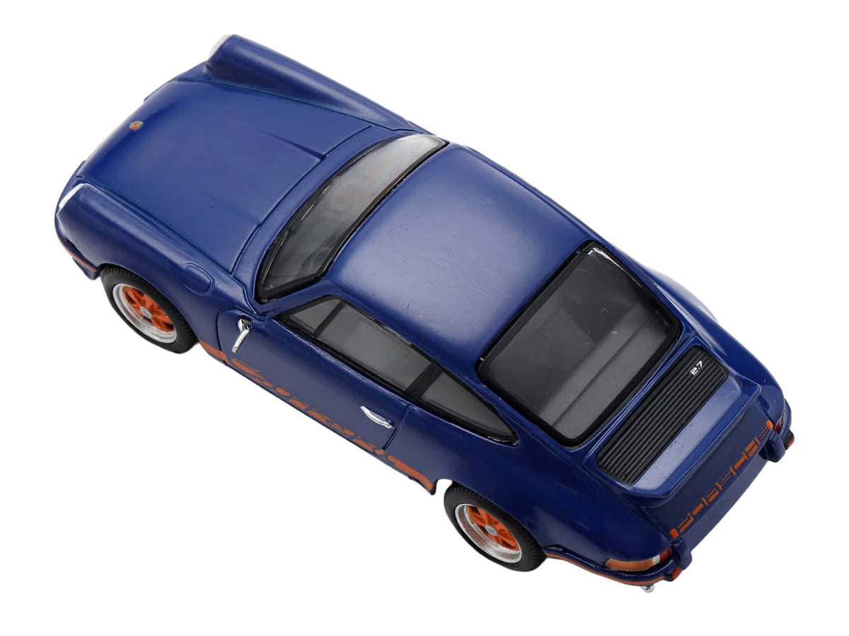 1973 Porsche 911 RS 2.7 Blue with Orange Stripes 1/64 Model by Spark