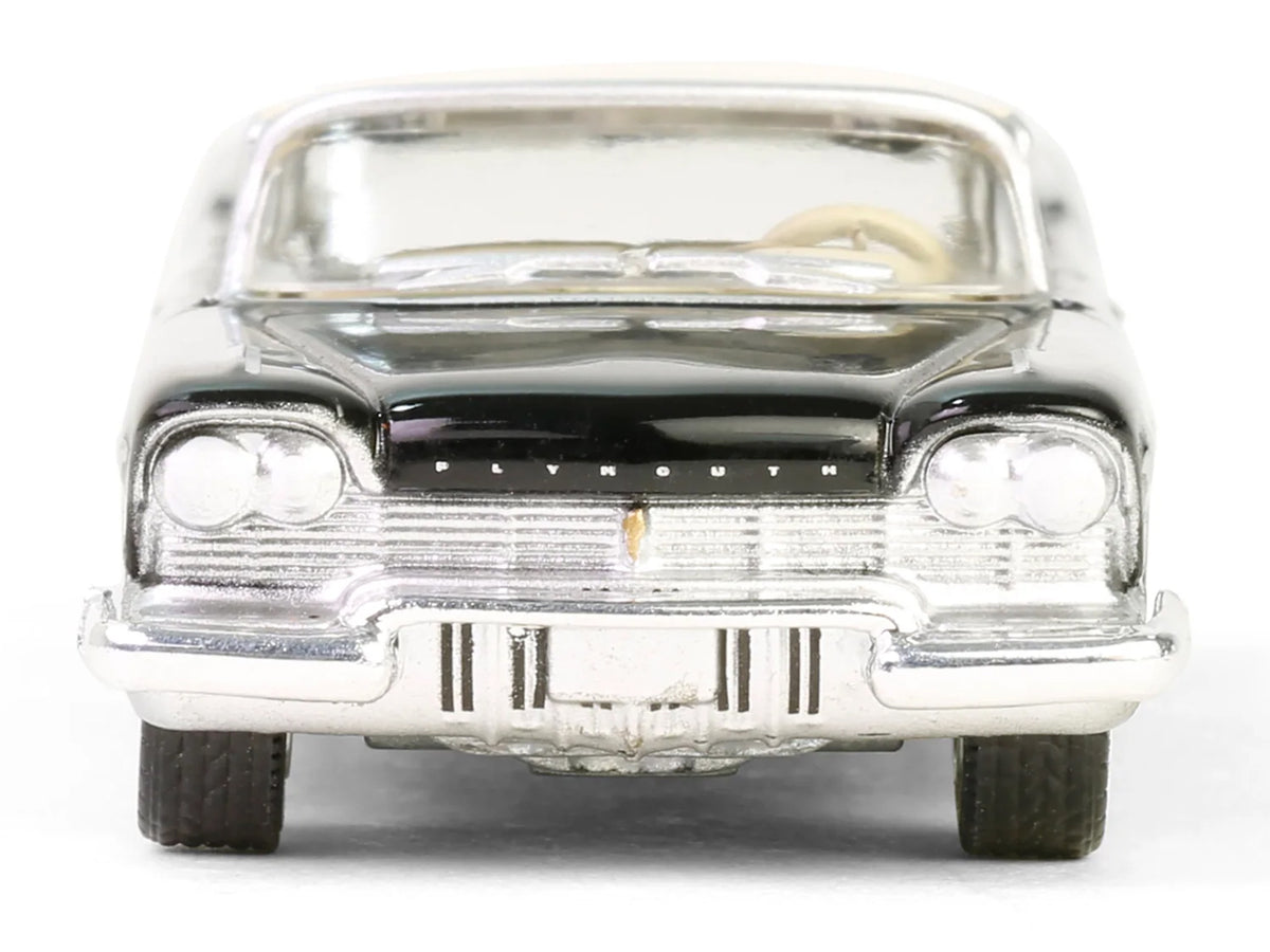 1957 Plymouth Belvedere Jet Black with Sand Dune White Top and Stripes "Showroom Floor" Series 6 1/64 Diecast Model Car by Greenlight