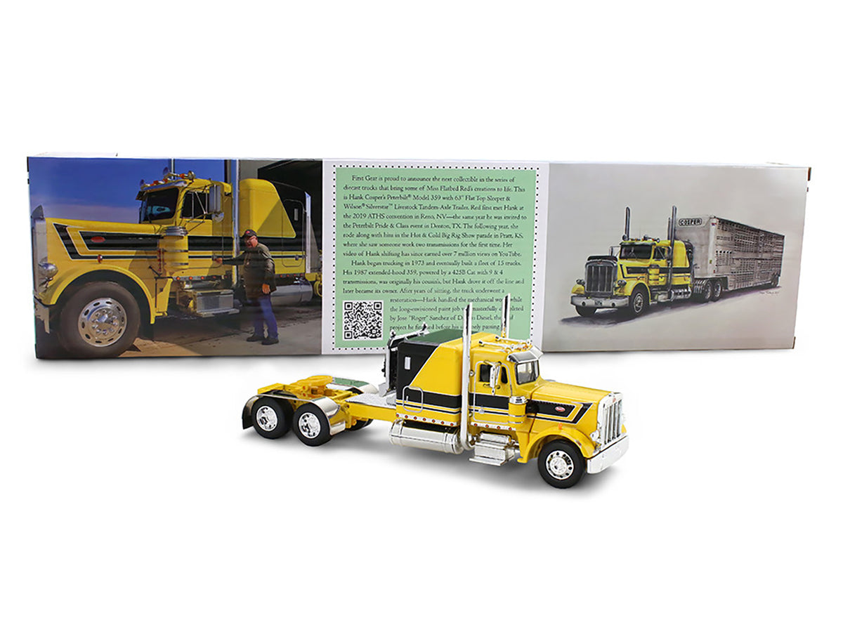 Peterbilt 359 63Red's Favorites - Hank Cosper Yellow Black Stripes 1/64 Diecast
