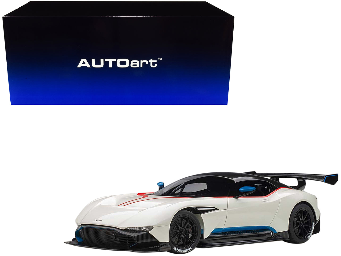 Aston Martin Vulcan Stratus White with Red and Blue Stripes 1/18 Model Car by Autoart <h2>Aston Autoart</h2> <p>High-quality diecast perfect for collectors enthusiasts. Features detailed interior exte