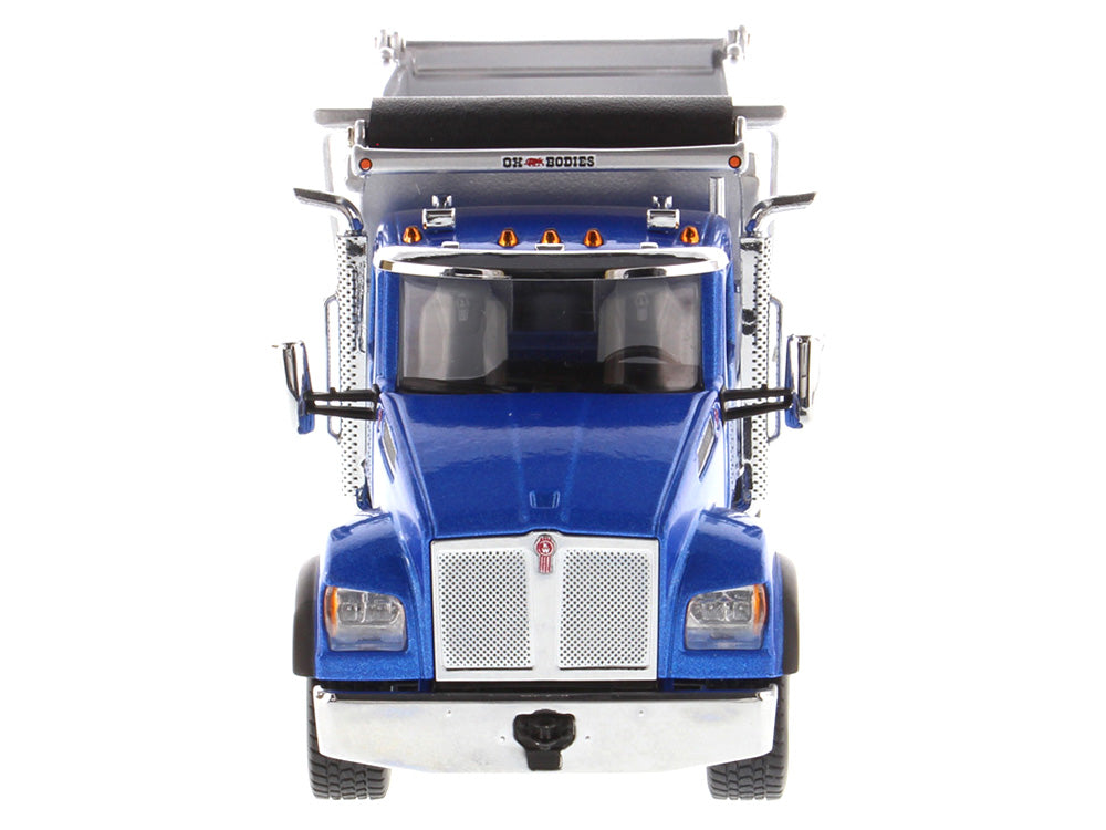Kenworth T880S SFFA Tandem Axle with Pusher Axle OX Stampede Dump Truck Blue and Chrome "Transport Series" 1/50 Diecast Model by Diecast Masters