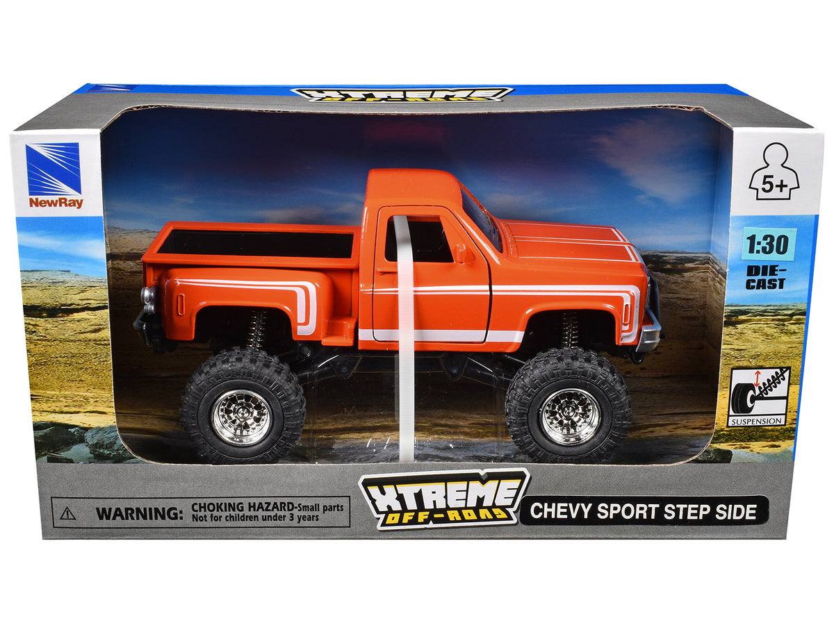 Chevrolet Sport Step Side Pickup Truck Orange White 1/30 Diecast Model - New Ray