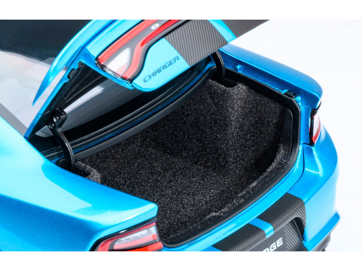 Dodge Charger SRT Hellcat Redeye B5 Blue Metallic with Carbon Stripes 1/18 Model Car by Autoart
