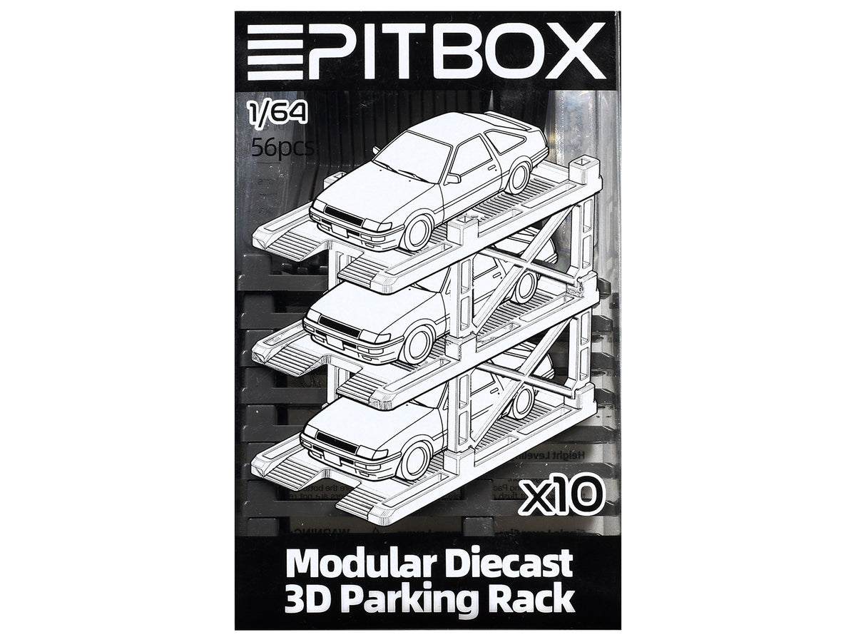Modular Diecast 3D Parking Rack Display Stand Set 10 Racks 1/64 Scale Model Cars