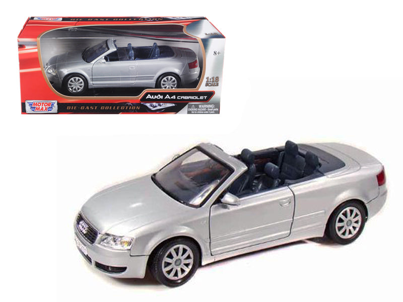 2004 Audi A4 Cabriolet Silver 1/18 Diecast Model Car by Motormax <h2>2004 Motormax</h2> <p>High-quality perfect for collectors and enthusiasts. Features detailed interior exterior craftsmanship, reali
