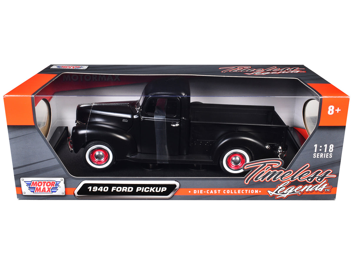 1940 Ford Pickup Matt Black 1/18 Diecast Model Car - Motormax