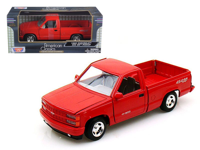 1992 Chevrolet SS 454 Pickup Truck Red 1/24 Diecast Model by Motormax <h2>1992 Motormax</h2> <p>High-quality car perfect for collectors and enthusiasts. Features detailed interior exterior craftsmansh