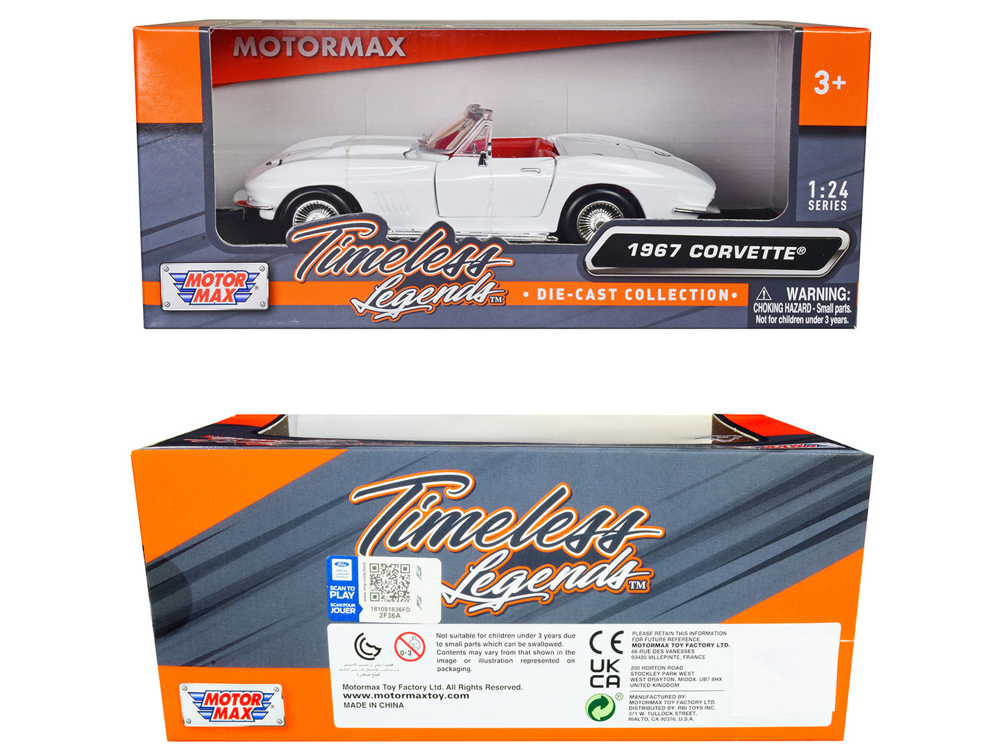 1967 Chevrolet Corvette C2 Convertible White with Red Interior "Timeless Legends" Series 1/24 Diecast Model Car by Motormax <h2>1967 Motormax</h2> <p>High-quality perfect for collectors and enthusiast