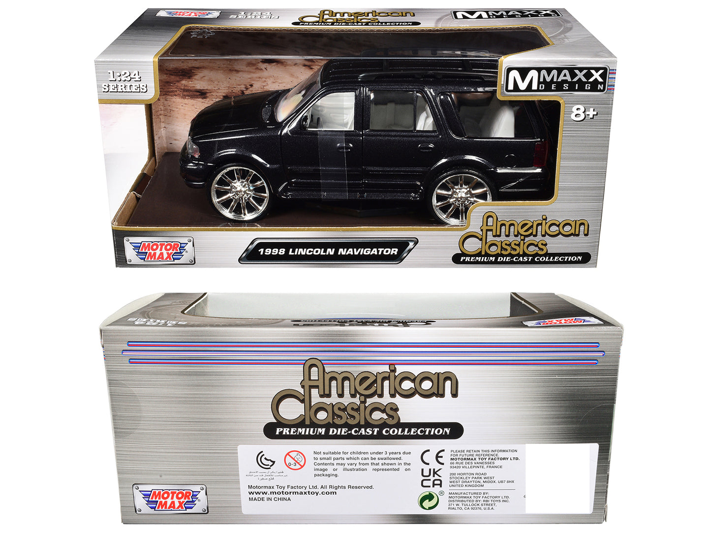 1998 Lincoln Navigator Black Metallic with White Interior "Maxx Design" "American Classics" Series 1/24 Diecast Model Car by Motormax <h2>1998 Motormax</h2> <p>High-quality perfect for collectors and