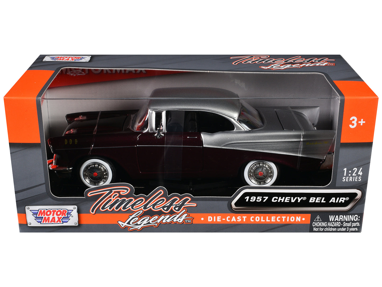 1957 Chevrolet Bel Air Burgundy Metallic and Silver "Timeless Legends" Series 1/24 Diecast Model Car by Motormax <h2>1957 Motormax</h2> <p>High-quality perfect for collectors enthusiasts. Features det