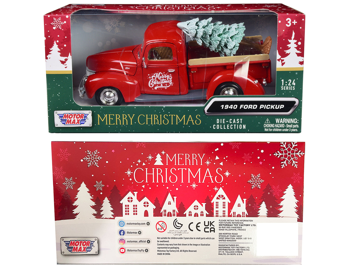 1940 Ford Pickup Truck Red "Merry Christmas" with Tree Accessory 1/24 Diecast Model Car by Motormax <h2>1940 Motormax</h2> <p>High-quality perfect for collectors and enthusiasts. Features detailed int