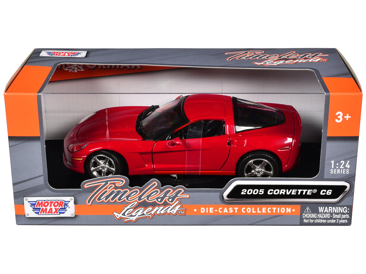2005 Chevrolet Corvette C6 Coupe Red 1/24 Diecast Model Car - Motormax