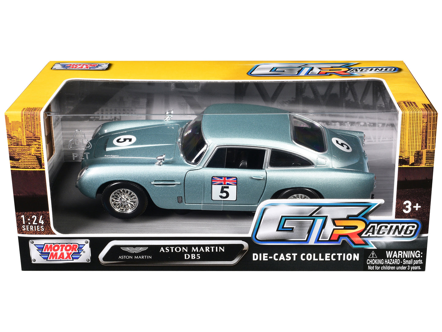 Aston Martin DB5 RHD (Right Hand Drive) #5 Light Blue Metallic "GT Racing" Series 1/24 Diecast Model Car by Motormax <h2>Aston Motormax</h2> <p>High-quality perfect for collectors and enthusiasts. Fea