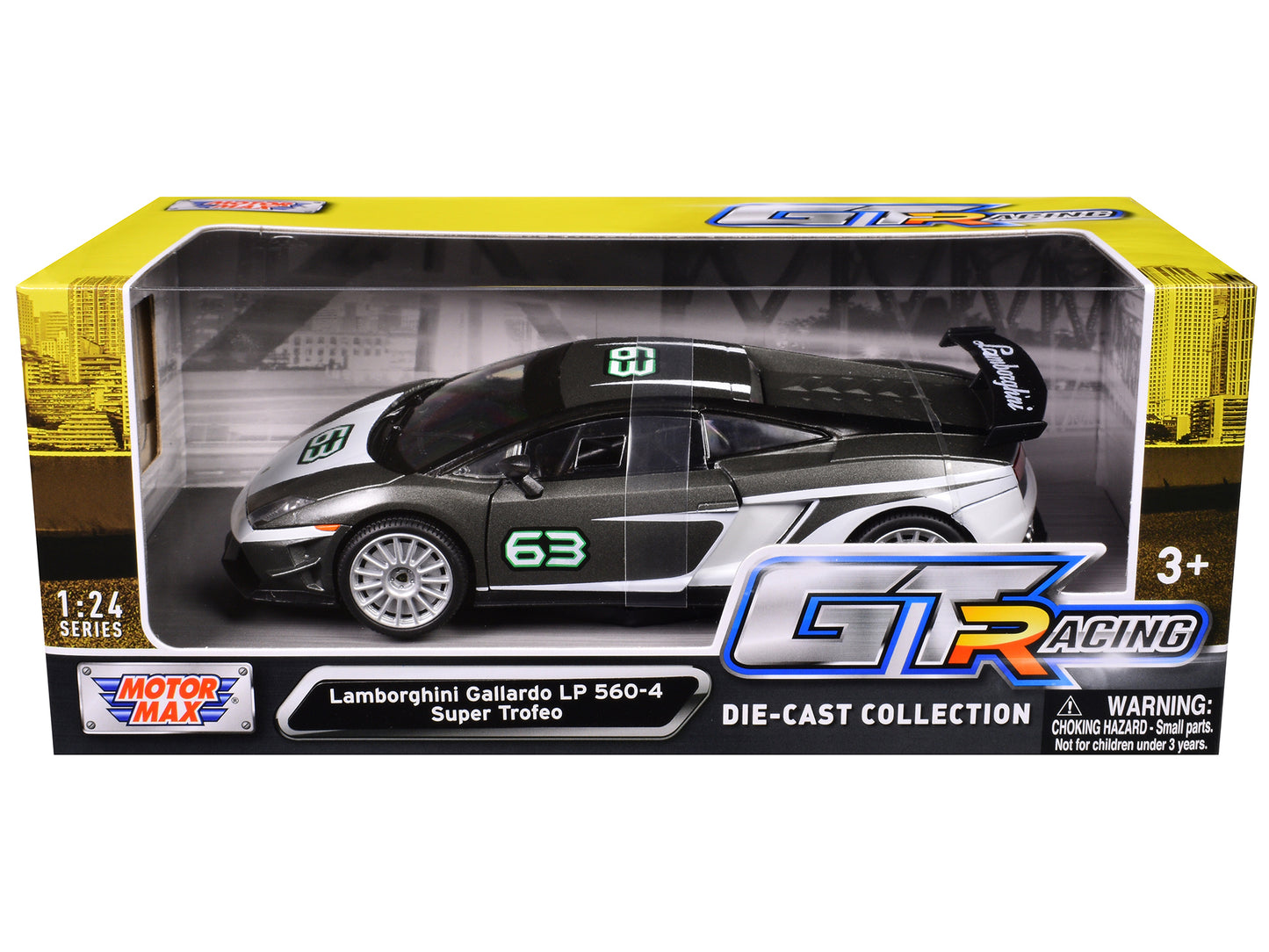 Lamborghini Gallardo LP 560-4 Super Trofeo #63 Gray Metallic and White "GT Racing" Series 1/24 Diecast Model Car by Motormax <h2>Lamborghini Motormax</h2> <p>High-quality perfect for collectors enthus