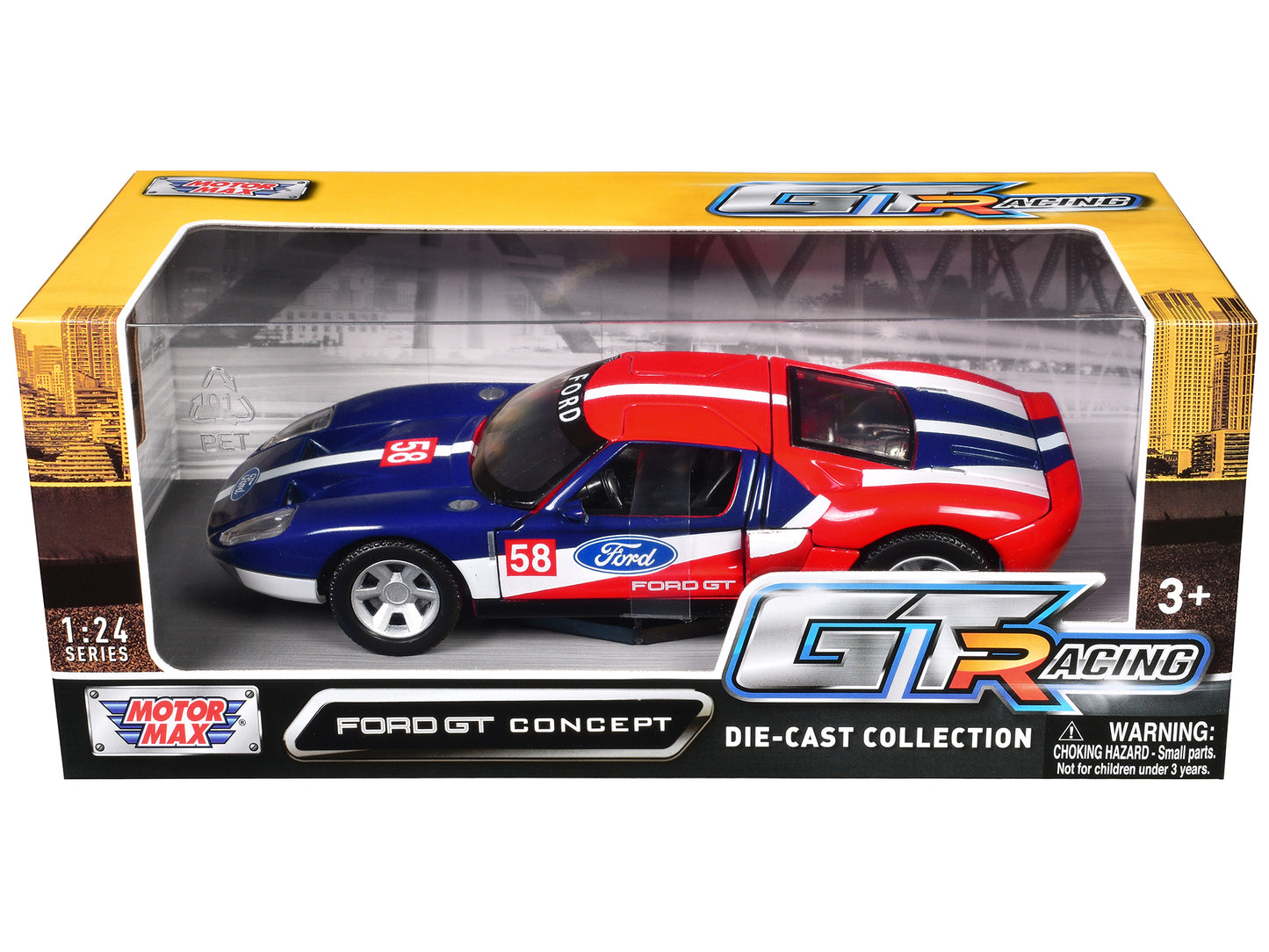Ford GT Concept #58 Blue and Red with White Stripes "GT Racing" Series 1/24 Diecast Model Car by Motormax <h2>Ford Motormax</h2> <p>High-quality perfect for collectors enthusiasts. Features detailed i