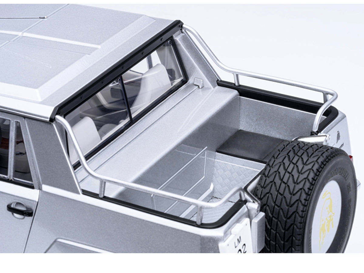 Lamborghini LM002 Argento Silver Metallic with White Interior 1/18 Model Car