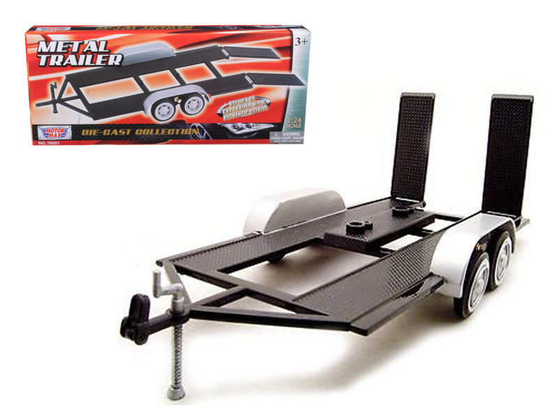 Diecast Tandem Car Trailer Black for 1/24 Scale Models - Motormax