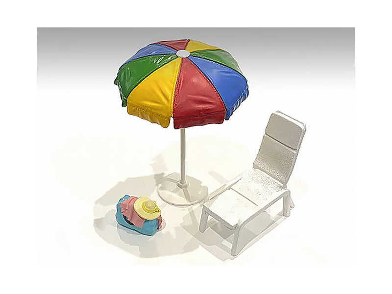 "Beach Girls" Accessories (Beach Chair and Beach Umbrella Duffle Bag) for 1/24 Scale Models by American Diorama <h2>"Beach Diorama</h2> <p>High-quality diecast model car perfect collectors enthusiasts