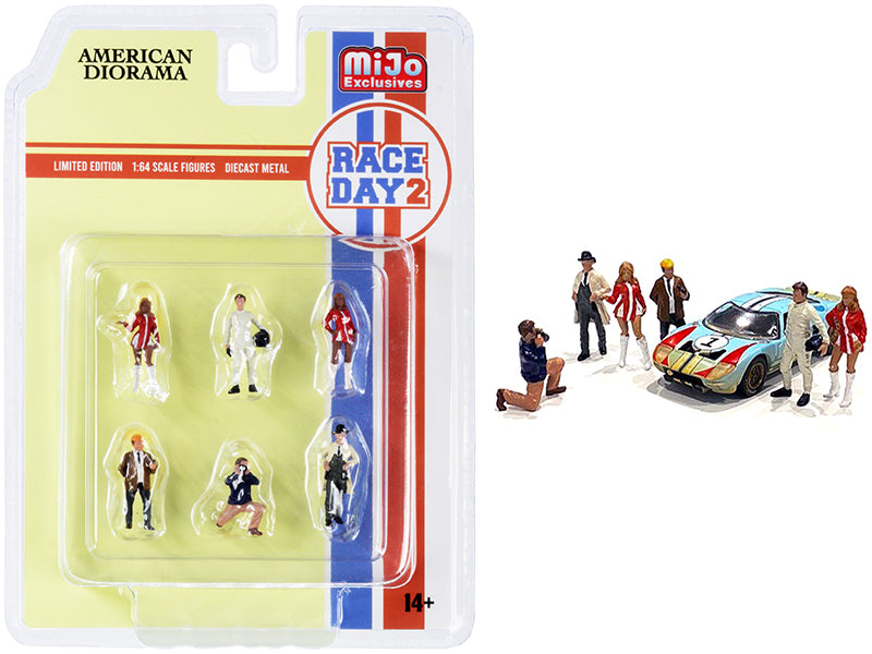 "Race Day 2" 6 piece Diecast Figurine Set for 1/64 Scale Models by American Diorama <h2>"Race Diorama</h2> <p>High-quality model car perfect collectors and enthusiasts. Features detailed interior exte