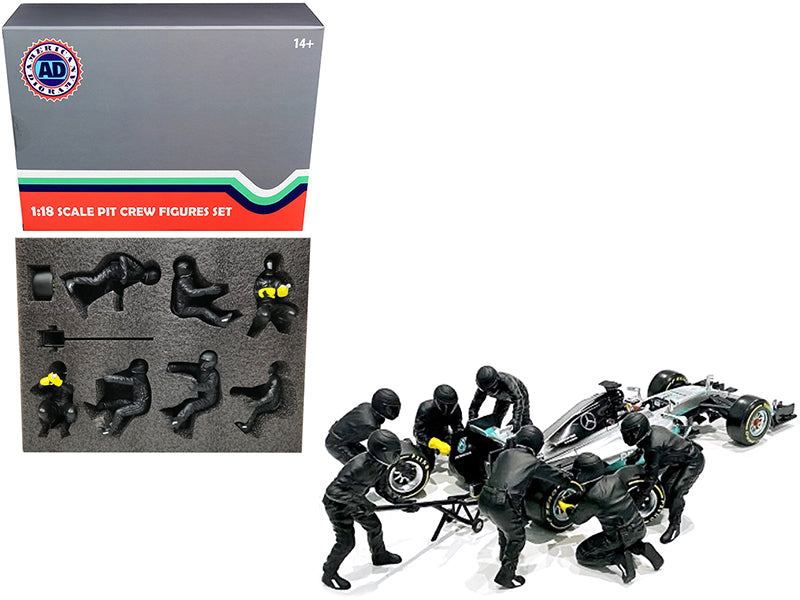 Formula One F1 Pit Crew 7 Figurine Team 1/18 Scale Figure Set - American Diorama
