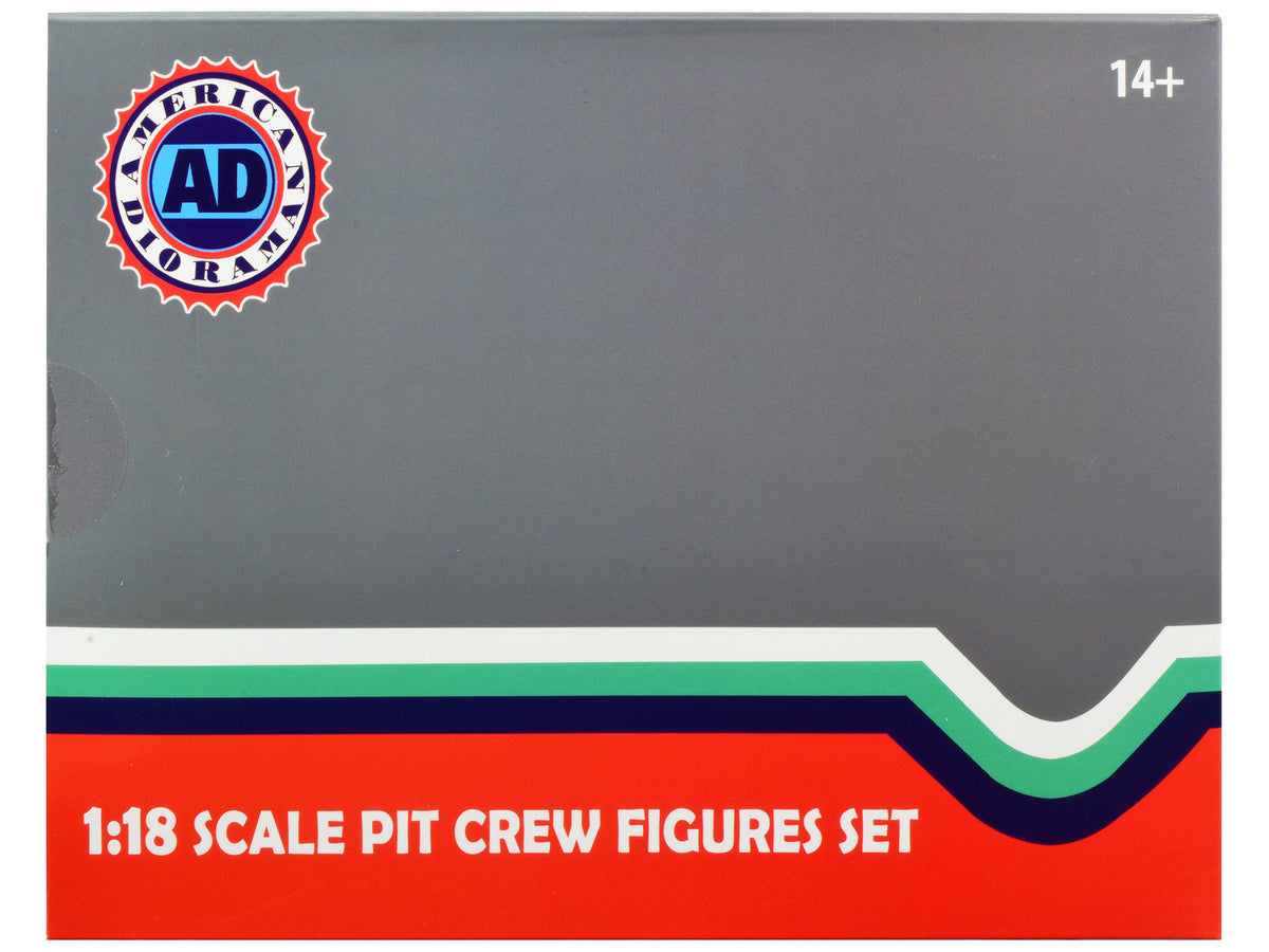Formula One F1 Pit Crew 7 Team Black 1/18 Scale Figure Set - American Diorama