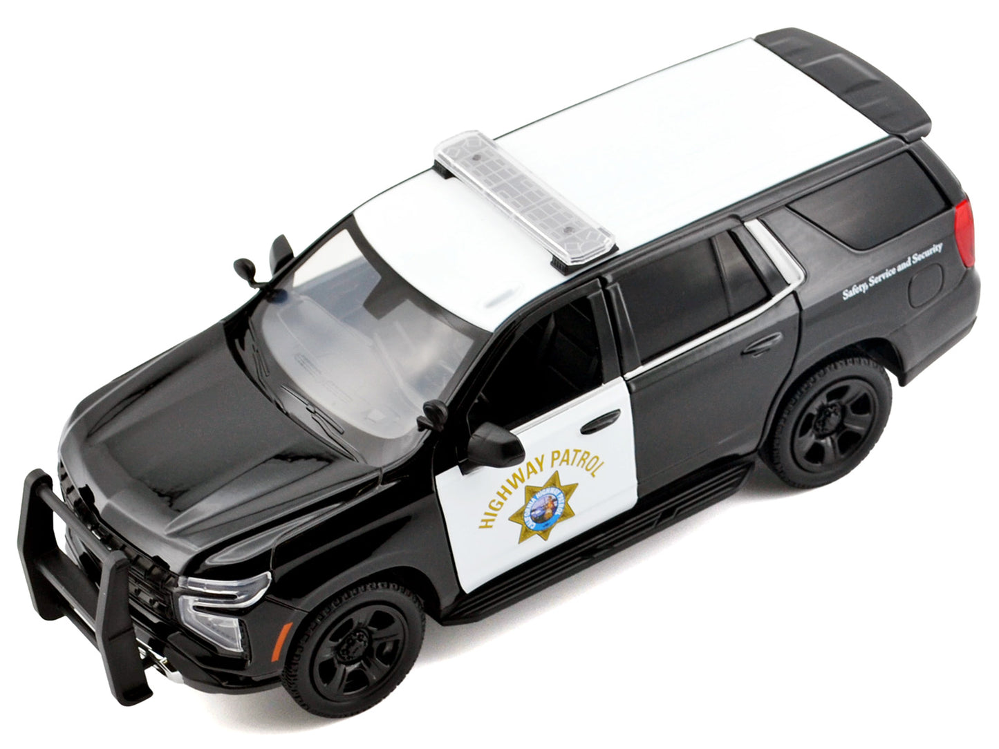 2025 Chevrolet Tahoe Police Pursuit Vehicle "California Highway Patrol" Black and White "Law Enforcement and Public Service" Series 1/24 T&y Diecast Model Car by Motormax