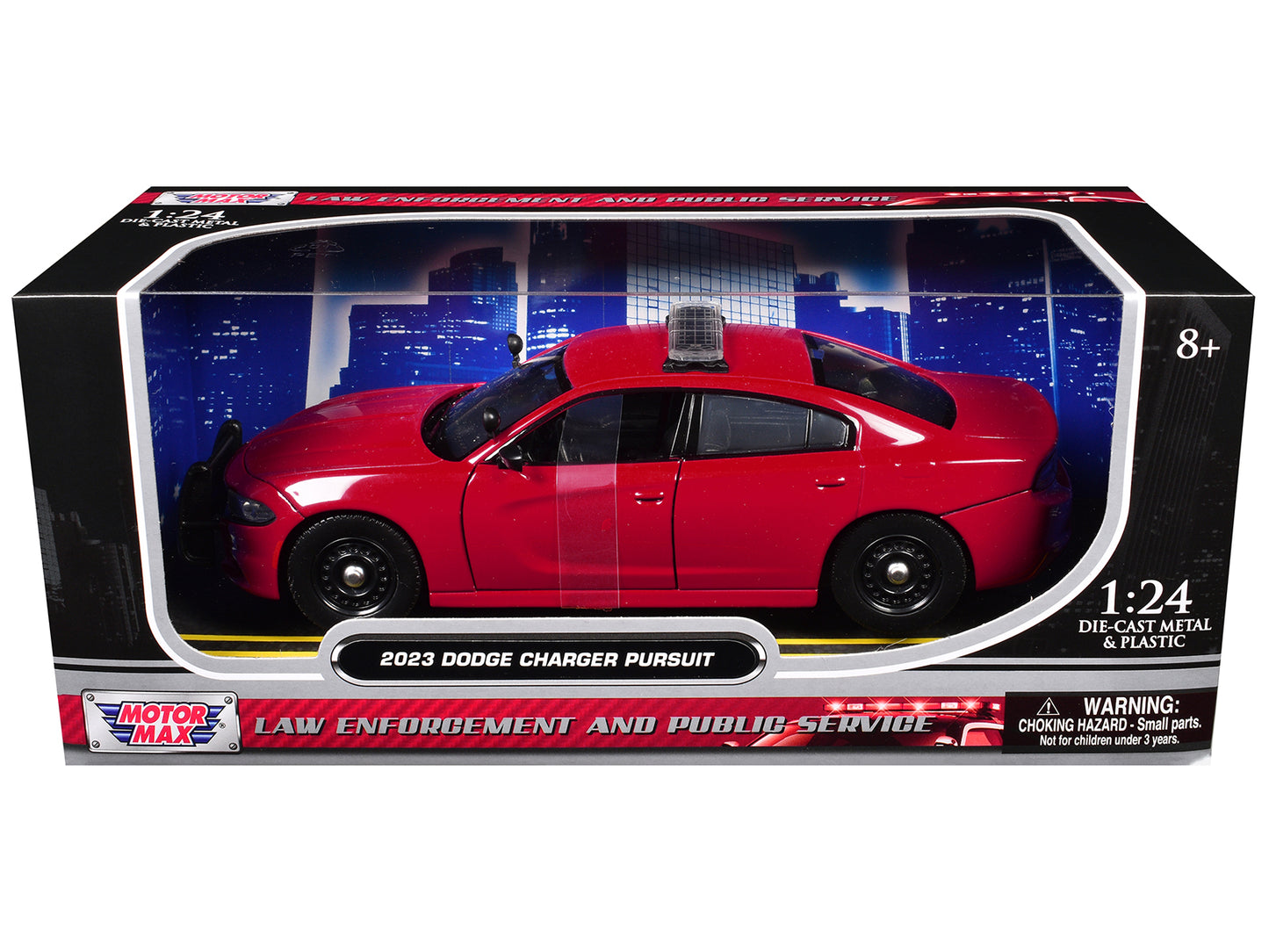 2023 Dodge Charger Pursuit Police Car Red "Law Enforcement and Public Service" Series 1/24 T&y Diecast Model Car by Motormax